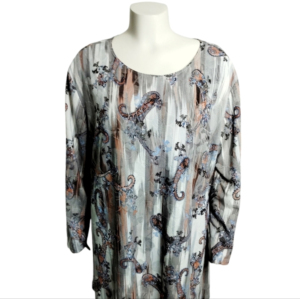 All Hours Loose‎ fit Plus Size 3X Bohemian 3D textured Paisley & Floral Comfort